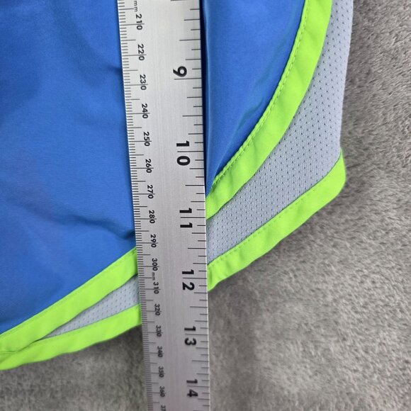Womens Nike Dri Fit Blue & Neon Green Trim Running Shorts 3.5" Inseam Size M - Picture 11 of 12